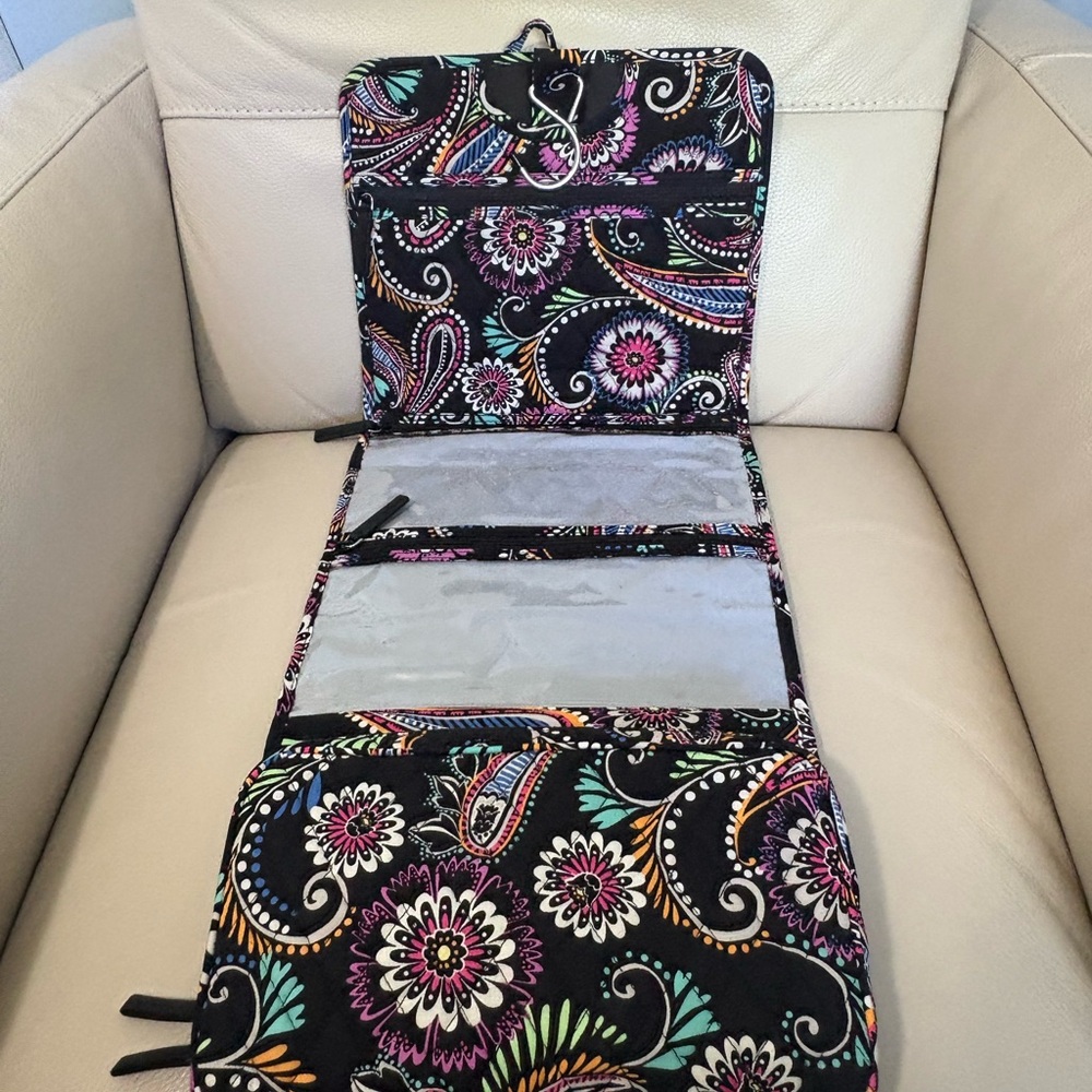 Vera Bradley Black Travel Organizer with Pink and White Accents